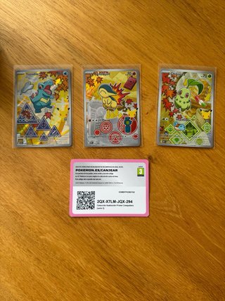 Pack 3 Cartas Pokémon: Totodile, Cyndaquil, Chikor