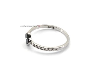 sortija plata 925mm con piedra con cuarzo