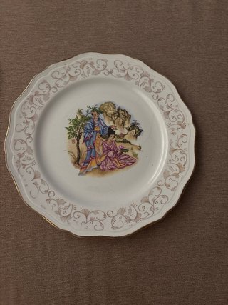2 Platos Porcelana Antiguos Decorados