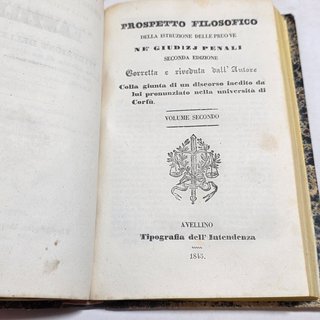 Libro 1845 Diritto Penale Prospetto Filosofofico