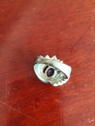 Anillo Vintage Bisutería Morado y Plateado
