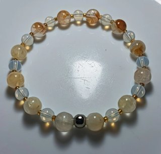 Pulsera Cuarzo Dorado y Opalina