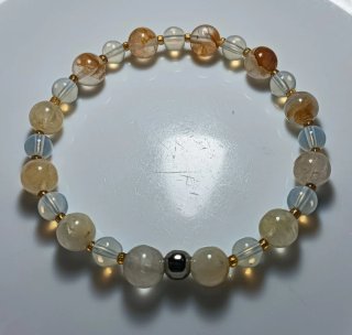 Pulsera Cuarzo Dorado y Opalina