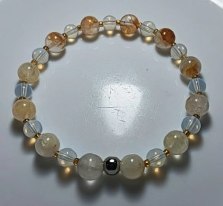 Pulsera Cuarzo Dorado y Opalina