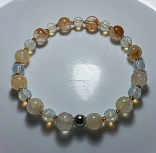 Pulsera Cuarzo Dorado y Opalina