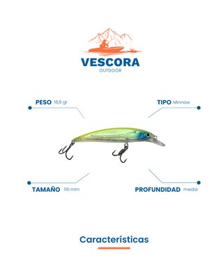 Pack 5 Señuelos Minnow Hundido VESCORA 11cm 18,6g