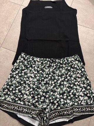 Pijama Woman'secret Negro Estampado Floral