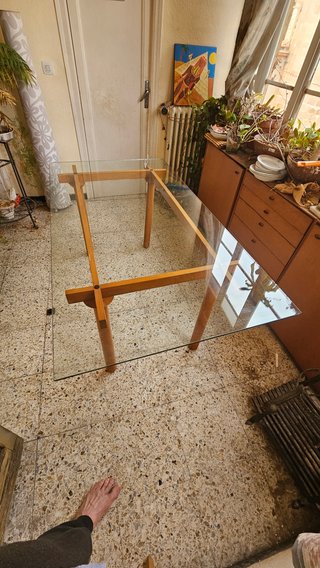 Mesa Comedor Cristal y Madera