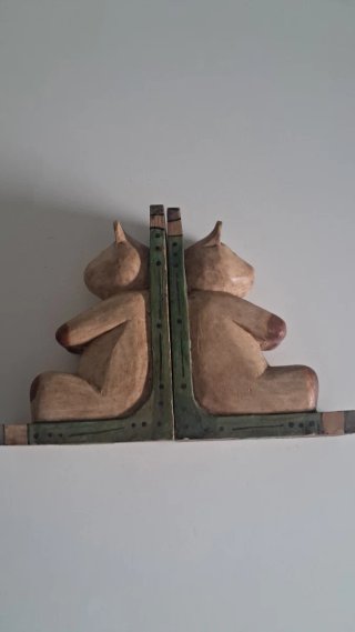 Sujetalibros de madera Vintage. Teddy Beard.