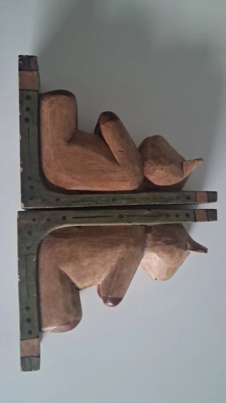 Sujetalibros de madera Vintage. Teddy Beard.