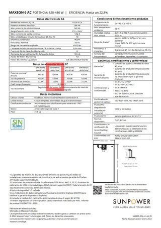 Panel Solar GAMA ALTA Sunpower MAXEON 6