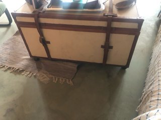 Baúl de almacenamiento de tela y madera