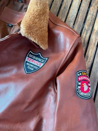 Chaqueta Bomber Cuero Marrón Talla 5XL