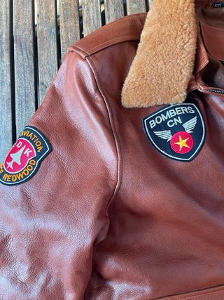 Chaqueta Bomber Cuero Marrón Talla 5XL