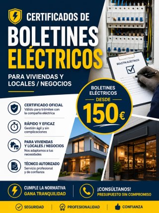 Boletines eléctricos desde 150€ Madrid y alrededor