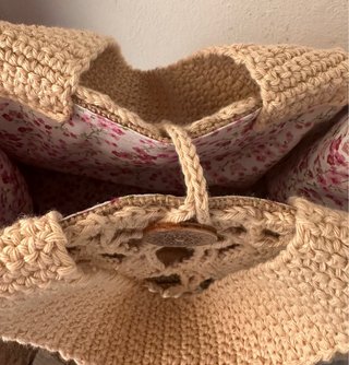 Borsa a mano uncinetto beige