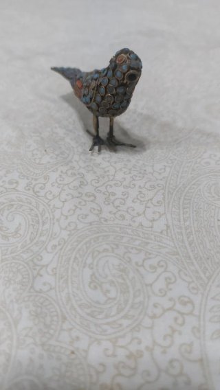 Pajarito decorativo con piedras vintage