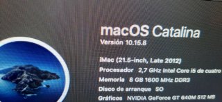 IMAC 21,5 Late 2012 Catalina