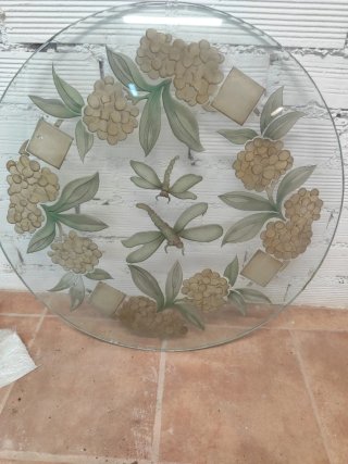 Cristal Mesa Redonda Decorada