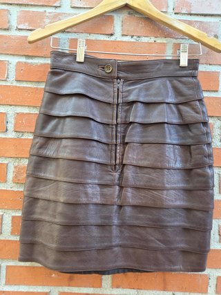 Minifalda vintage de piel marrón