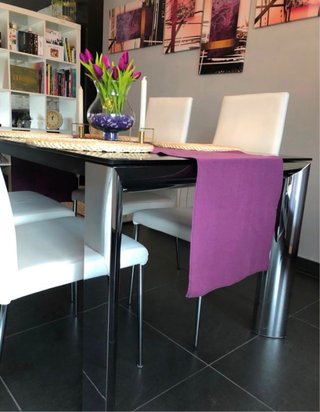 Mesa comedor cristal templado y metal (Extensible)