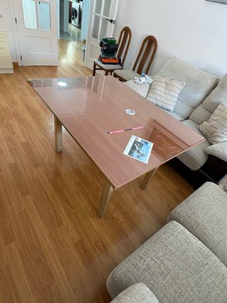 Mesa camilla rectangular cristal y madera
