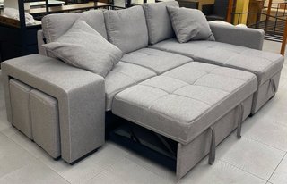 Sofá chaiselongue gris tela