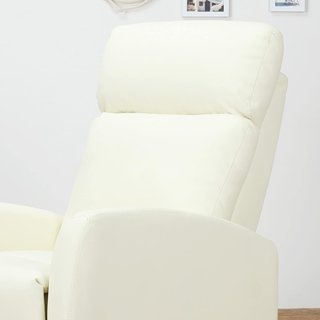 Poltrona Relax Reclinabile 165° Con Poggiapiedi Regolabile Ergonomico in Pelle PU, 65 × 92 × 100Cm Crema
