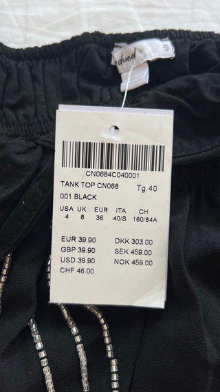 Top negro con pedrería Subdued Talla única