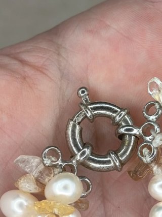 Collar Vintage Perlas Río y Citrino, Plata 925