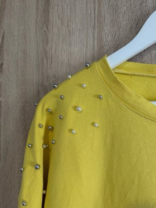 Sudadera amarilla con perlas de mujer talla M