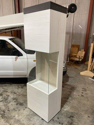 Vitrina expositora de madera y cristal
