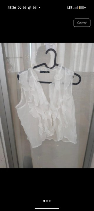 Blusa mujer volantes blanca
