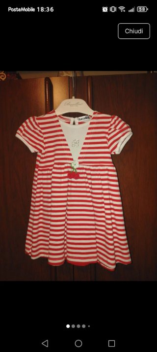 Vestito 12 mesi a righe rosse e bianche Barcellino