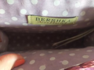 Bolso de mano tejido rosa y beige