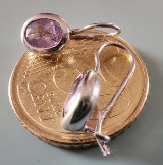 Orecchini Pendenti Argento925 Ametista Ovale Nuovi