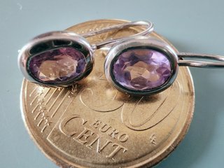 Orecchini Pendenti Argento925 Ametista Ovale Nuovi