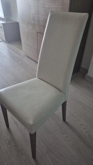Juego de 2 sillas de comedor de piel color crema