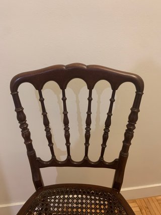 Silla antigua madera asiento ratán vintage