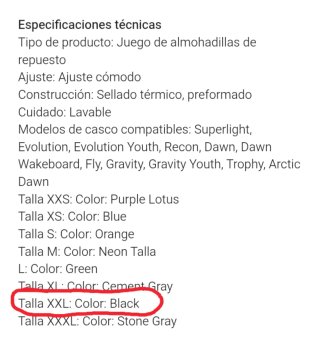 Almohadillas casco TSG XXL nuevas