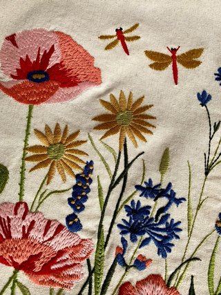 Set 2Ud.Fundas para Cojínes.70%Lino Bordado Flores