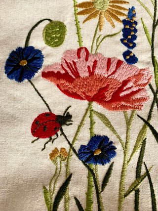 Set 2Ud.Fundas para Cojínes.70%Lino Bordado Flores