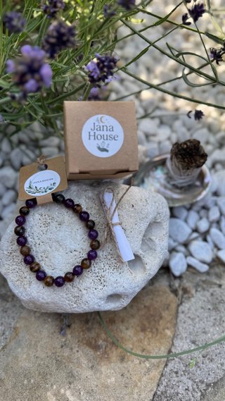Set 2 bracciali Occhio di Tigre Ematite Ossidiana