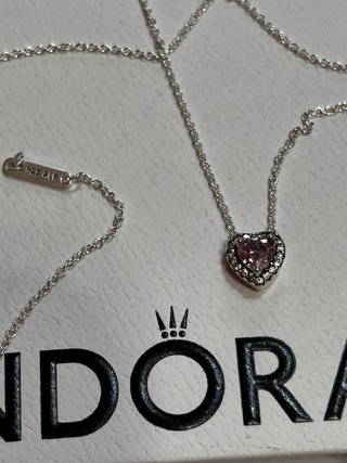 Conjunto Pandora Corazón Rosa Plata