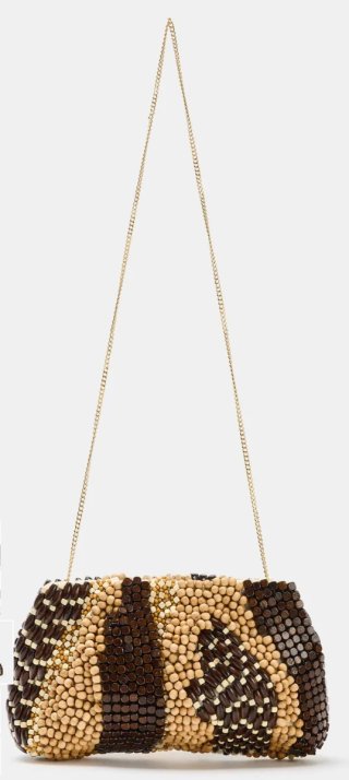 Bolso Zara abalorios beige y marrón