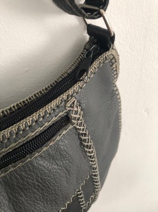 Bolso piel patchwork gris y negro
