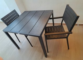 Mesa y 2 Sillas Jardín Metal/Plástico