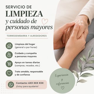 Servicio de limpieza y cuidado de personas mayores