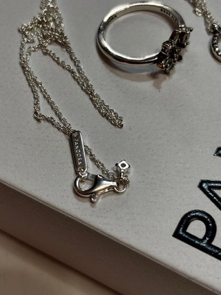 Conjunto Pandora Anillo y Collar Plata