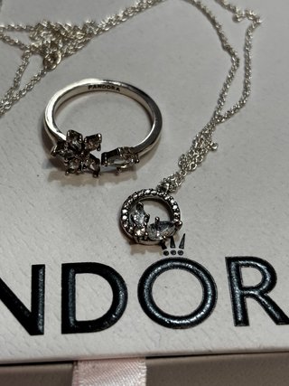 Conjunto Pandora Anillo y Collar Plata